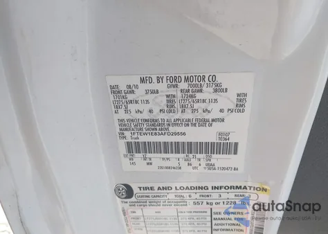 2010 Ford F-150 Xl/Xlt from USA, damaged, VIN 1FTEW1E83AFD29556